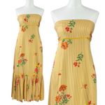 Free People  Bohemian Rosie Posie Strapless Midi Dress Yellow Floral Size Large Photo 5