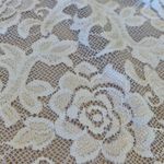 Kate Hill  Cream Lined Lace Top with Sheer 3/4 Sleeves Women's Small Photo 4