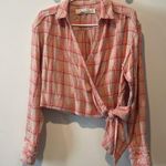 Free People Running Wild Plaid Wrap Top Photo 0