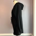 Old Navy black drawstring waist zip front tunic hoodie cotton poly Size Small Photo 3