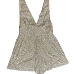 Lulus NWT Gold Embellished Sequin Sleeveless Plunge V-Neck Romper Women's Medium Photo 10