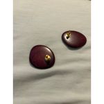 Wooden Disc Necklace and Earrings Set Brown Purple Statement Jewelry Women Photo 4