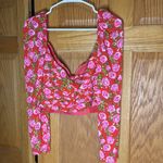 ZARA  womens floral plunge corset crop top size Medium NWOT Photo 3