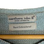 Vintage Northern Isles Hand Embroidered Angels Cardigan Sweater Cottagecore XL Blue Photo 2