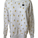 Naketano  Sz Med‎ Sweatshirt Lemon Pattern Pullover Stretch Cream Scoop Neck Gray Photo 0