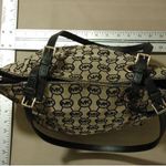 Michael Kors Jet Set Tote Leather and Canvas Black and Tan Logo Photo 7