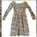 Vintage 60s Mini Long Sleeve Floral Print Dress Olive Green XS Multiple Photo 1