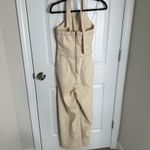 Anthropologie Moon River cream denim belted halter wide leg jumpsuit small chic Photo 7