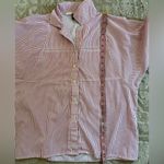 Vintage 70s Red Striped Button Down Shirt Dolman Sleeve Boxy Fit Blouse Size M Photo 6