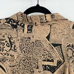 The Avenue Khaki & Black Silk Abstract Geometric Button Down Blouse Size 26/28 Photo 6