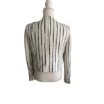 Lucy Paris Cream Blue Striped Boucle Blazer Jacket Size Medium Photo 2