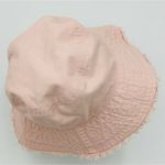 Light Pink Fringed Cotton Bucket Sun Beach Hat One Size Drawstring Photo 4