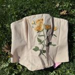 Pretty Little Thing NWT BEIGE WOVEN EMBROIDERED FLORAL CORSET Photo 4