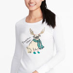 Old Navy Pawsitive Vibes Christmas Waffle Knit Long Sleeved Top, Size XL, NWT Photo 0