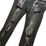 SheIn NWT, Graphic and Pain Splashed Ripped Hi Rise Jeans, Sz 28 Photo 8