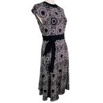 Tahari Arthur S. Levine Dress 6 Cap Sleeves Black Cream Wine Gray Belted Photo 5