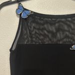 Y2K Finesse Black Dress with Blue Butterfly Accents Size M Photo 2