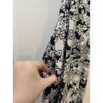 Anthropologie  Printed Midi Dress Womens XXS Black White Floral Linen Sleeveless Photo 4