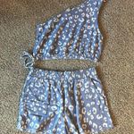 Le lis Blue Leopard Print One-Shoulder Top and Shorts Set Photo 1