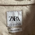 ZARA Jacket Womens Adult Small Beige Linen Pullover Lightweight Hoodie Sweater Photo 3
