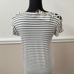 Moral Fiber NWT  Ivory and Navy Stripe Blouse Photo 1