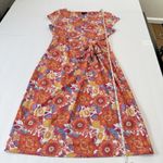 Talbots Effortless Jersey Side Tie Sheath Dress Botanical Citrus Size MEDIUM Photo 6