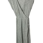 Urban Outfitters UO Caution to the Wind Gray Stripe Wrap Midi Dress M Photo 0