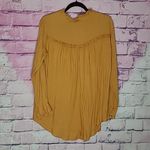 Sundance  MUSTARD RUFFLE ACCENT BUTTON FRONT LONG LINE HI LOW TUNIC BLOUSE S NWT Photo 1