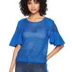 Free People F Babes Only Lasting Laguna Blue Flutter Sleeve Open Knit Top large Photo 0