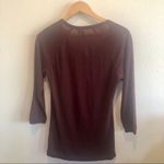 joe's jeans  burgundy linen split neck tee S Photo 2