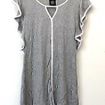 Bobeau Solid Gray White Keyhole Cutout Short Flutter Sleeve Blouse Top Small SM Photo 0