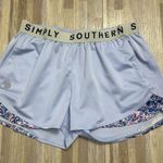 Simply Southern Periwinkle Blue Shorts with Floral Detail Women’s Size Large Photo 0