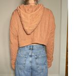 Y2K Preppy Aero Tan Orange Zip Up Crochet Sweater Size Large Brown Photo 1