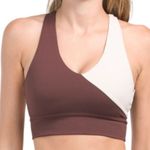 Wilo Size Small Brown Cream VNeck Crossed Back Bra Athletic Workout Photo 0