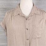 Japna  Short Sleeve Button Down Small Check Tan/White-Large Photo 1