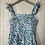 Draper James  Blue Floral Smocked Ruffle Strap Dress Photo 1