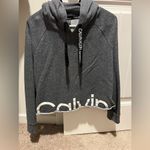 Calvin Klein Performance Logo Cropped Hoodie In Black Heather Photo 1