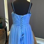 Women’s Tea Length Blue Prom Party Dress Corset Back Sweetheart Neckline Size 16 Photo 4