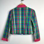 Vintage 90s Y2K Canvasbacks Madras Plaid Cropped Full Zip Jacket 12P 12 Petite L Pink Photo 5