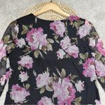 NWT 3rd + Malt Sheer Mesh Floral Top Longsleeve Ruched Side Dark Romantic Size L Black Size L Photo 5