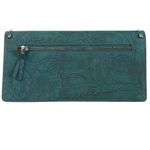 Anna Sui Ann Sui X INC Western Tooled Leather Clutch Teal Turquoise Studded Photo 1