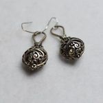 Source Unknown Vintage Bronze Filigree Golden Faberge Egg Dangle Fish Hook Earrings Photo 0