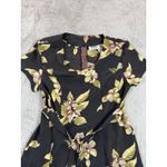 Vtg MOA Collection USA Black Floral Dress Size XS/S Midi Belted Summer Casual Photo 3