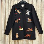 Bechamel Vintage Dog Applique Long Sleeve Polo Black Size M Photo 0