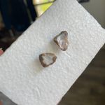 Raw Crystal Stud Earrings Gold Accent‎ Minimalist Unique Oyster Southern Charm White Photo 3