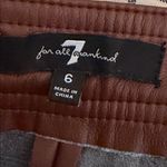 7 For All Mankind High Rise Vegan Brown Leather Pants Double Zip Size 6 Photo 6
