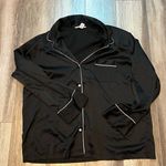 Victoria's Secret Victoria’s Secret Glazed Satin Black Long Sleeve Sleep Shirt Photo 0