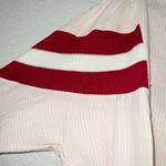 Bucketlist New Pink Pin Stripe Varsity Knit Inset Button Down Shirt Size Medium Photo 3