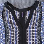 NYDJ Blue Black White Boho Mixed Print V-Neck Blouse Top Size Small Photo 1