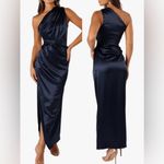 Petal and Pup NEW Nadia One-Shoulder Satin Maxi Navy Dress sz 8 Photo 1
